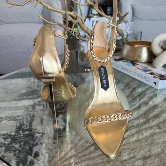 Jessica Rich Lisa Metallic Gold Chain Sandal - Picture 3 of 4